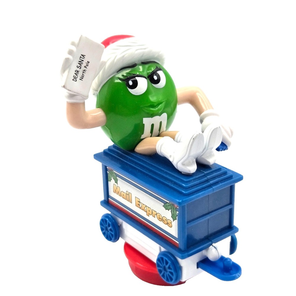2002 M&M Christmas Holiday Train Series 1 Car 5 Green Mail Express‎ Tube Topper